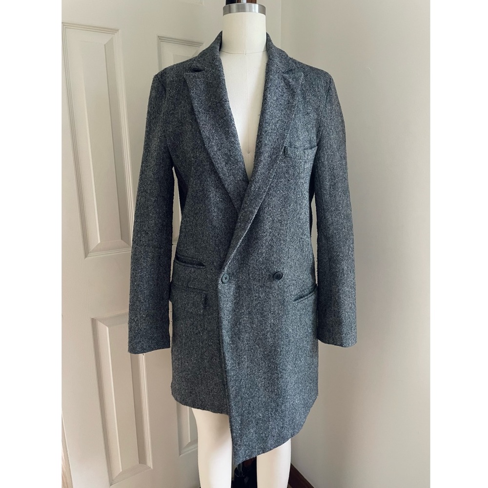 Oak NYC Asymmetric Longline Grey Tweed Jacket Coat Unisex Women’s Small